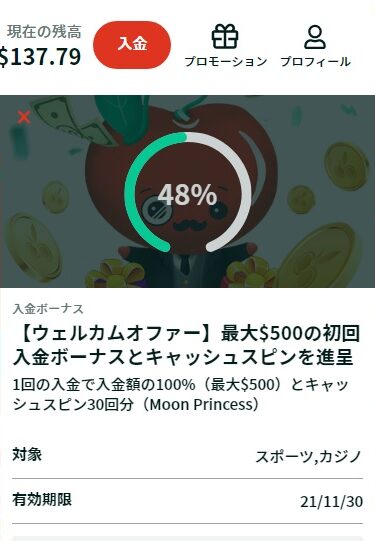 ボーナスタイプと出金条件について