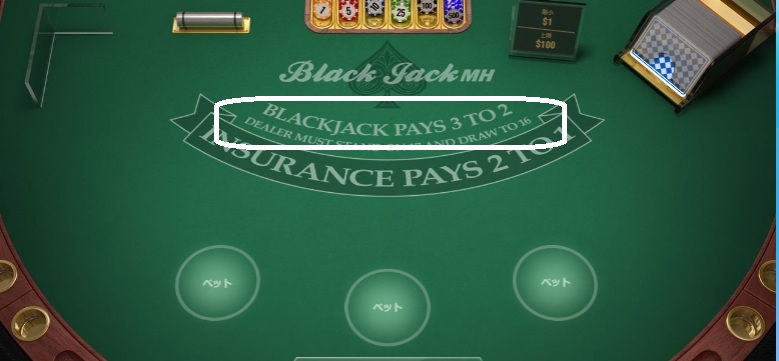 BlackJack PAYS 3 TO 2