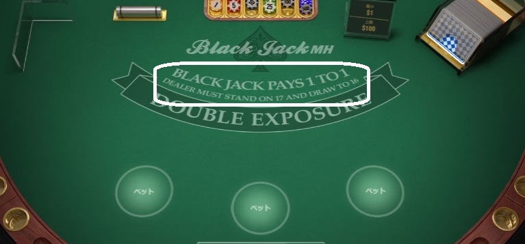 BlackJack PAYS 1 TO 1