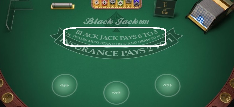 BlackJack PAYS 6 TO 5